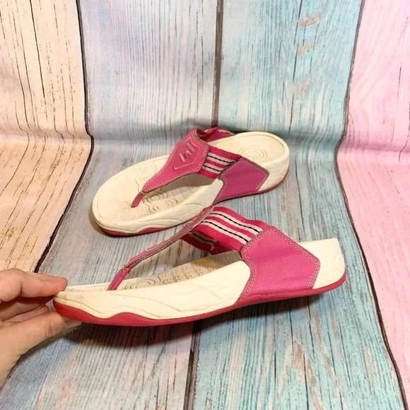 Pink and white therashoe slip on sandals open toe flip Flops - Picture 6 of 12